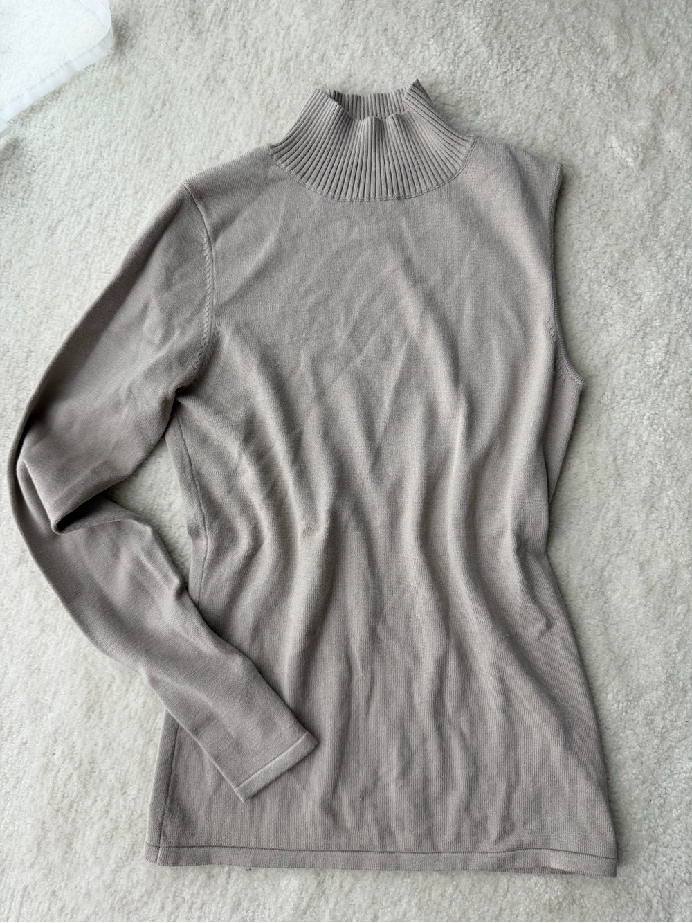 Alp N Rock One Sleeve Asymmetric Mock Neck Taupe Sweater
